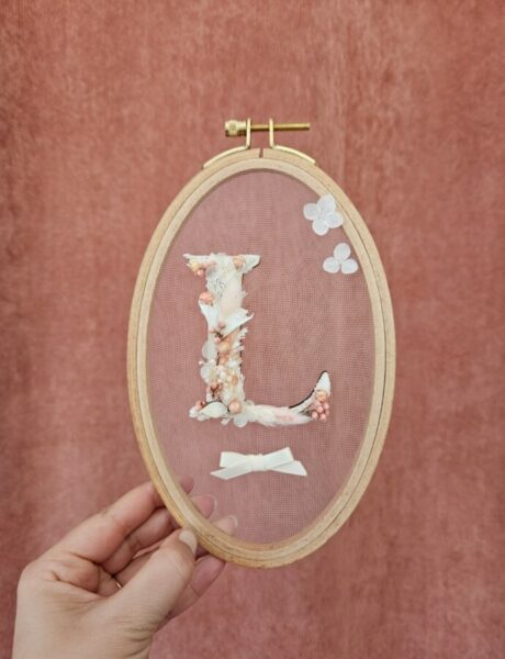 L – initiale fleurie rose